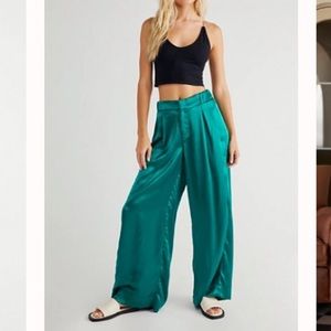 Emerald Free People wide leg pants